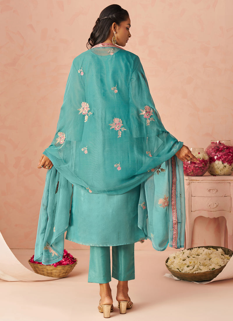 Vegaa Fashion Sky Blue Silk Zari Fancy Embroidered Designer Suit For Wedding  Grab2Buy Vegaa Fashion Grab2Buy