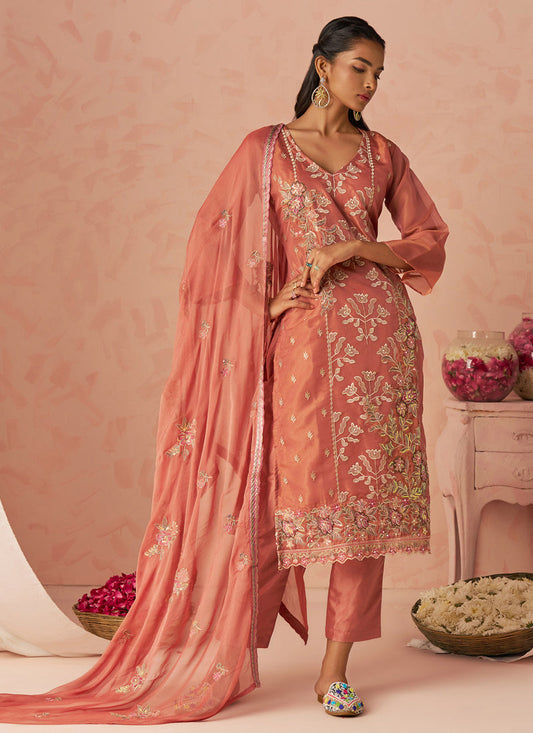 Vegaa Fashion Rust Silk Zari Fancy Embroidered Designer Suit For Wedding  Grab2Buy Vegaa Fashion Grab2Buy