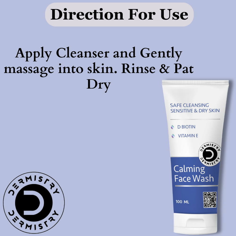 Dermistry Sensitive & Dry Skin Care Calming Soothing Face Wash Safe Cleansing D Biotin & Vitamin E 