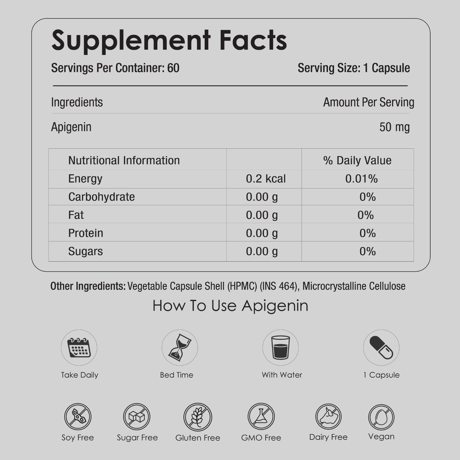 GATACA Apigenin - 50 mg Capsules for Better Sleep, More Focus, More Life 