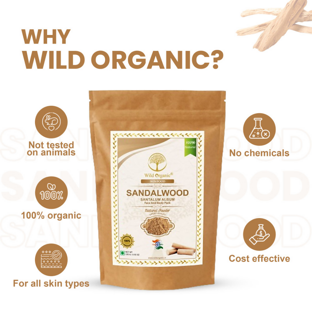 Wild Organic Sandalwood Powder for Skin Brightening Face And Body Pack 