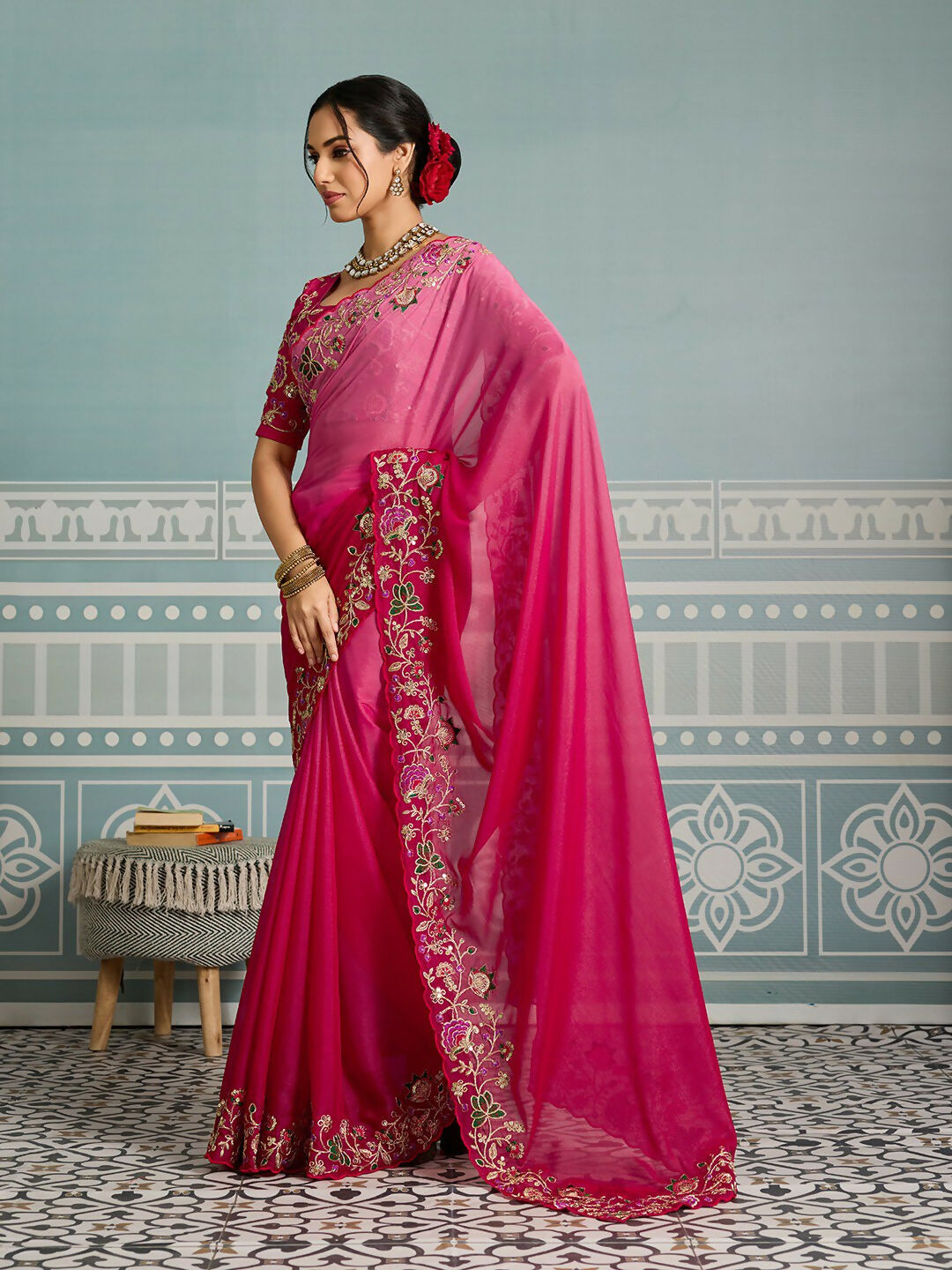 Teeya Creation New Exclusive Wedding Wear Georgette Saree-Pink