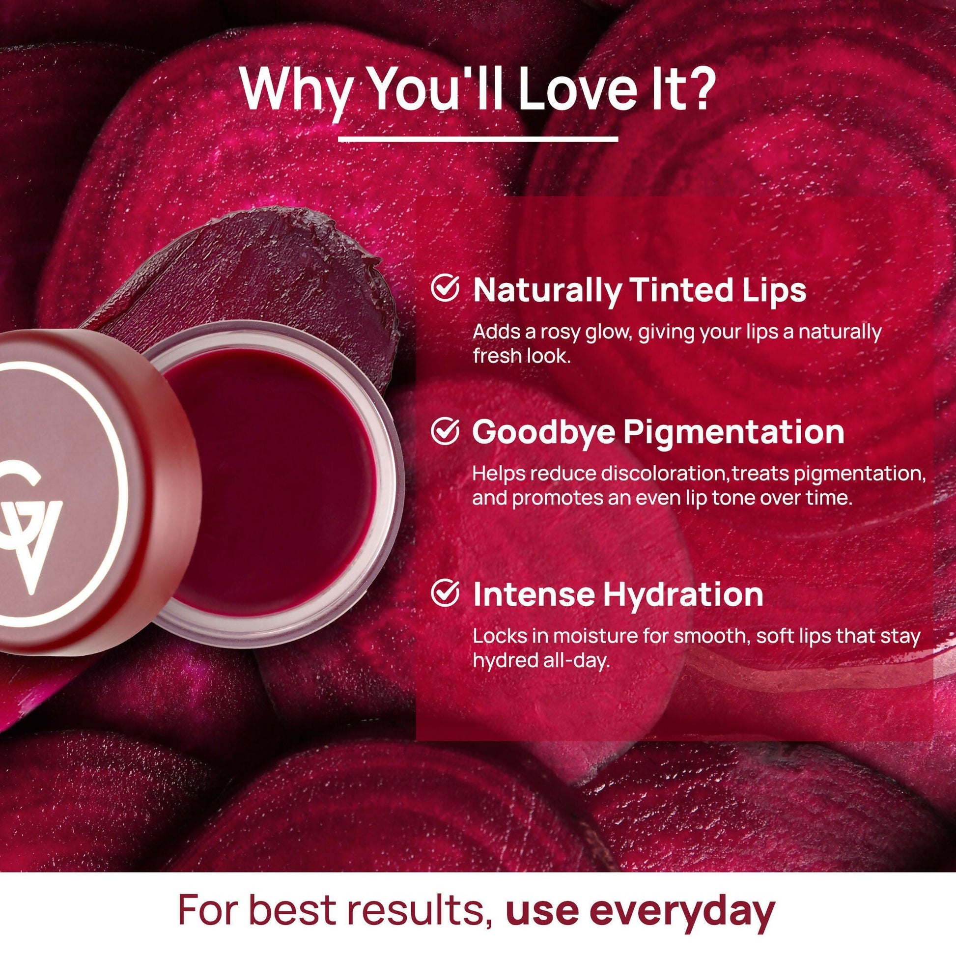 Good Vibes Beetroot Plumping Lip Balm - Reduces Pigmentation, Perfectly Tinted Lips | Swadesiicart