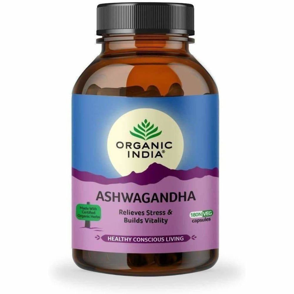 Organic India Ashwagandha Capsules | Certified Organic Adaptogen for Stress Relief & Vitality 