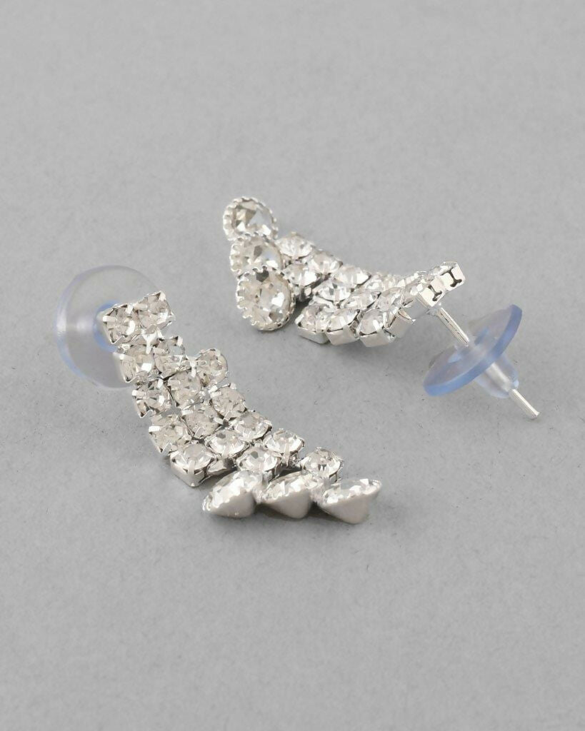 VOJ Silver Plated AD Stone Studded Necklace With Earrings Jewellery Set - Grab2buy