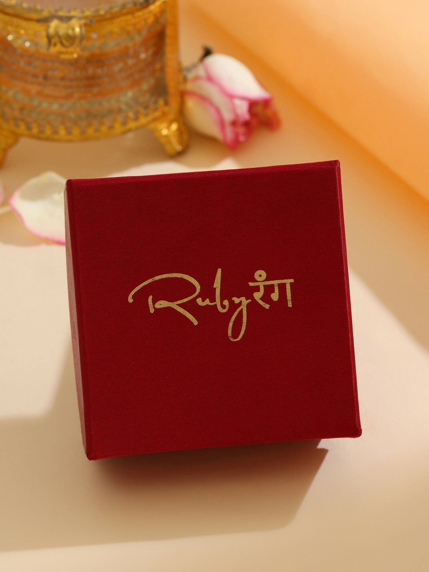 Ruby Raang 22k Gold Polished Blush Pink Kundan Earrings | Swadesiicart