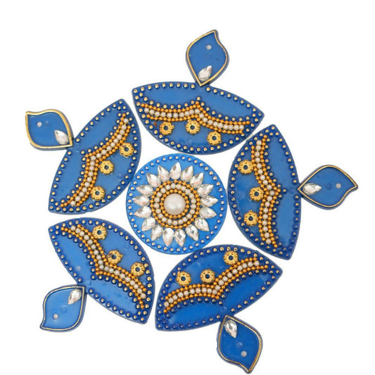 Kundan HandiKrafts Diya Rangoli Blue (Baby) - Grab2buy
