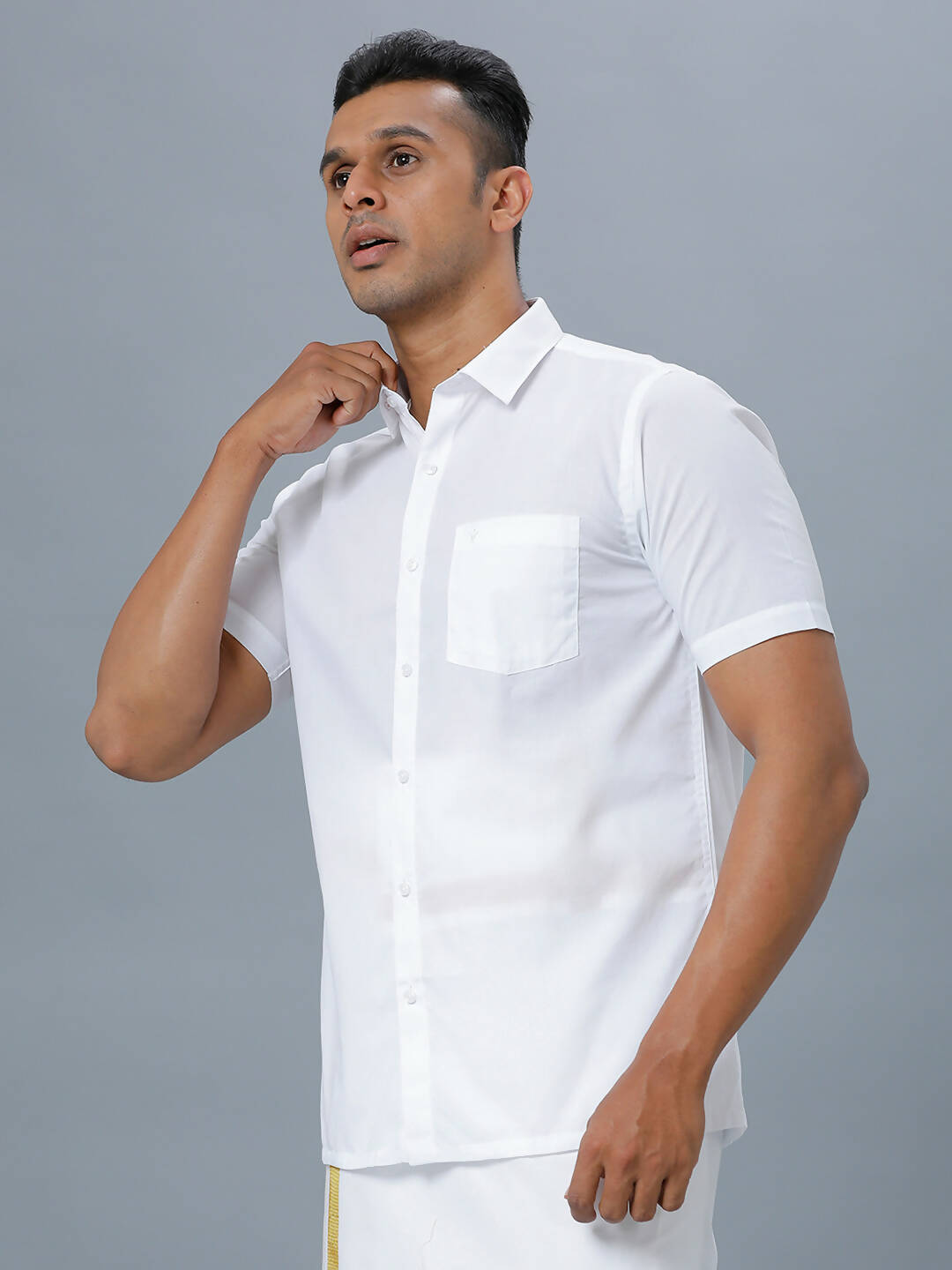 Ramraj Cotton Mens Half Sleeve Formal 100 % Cotton White Shirt 