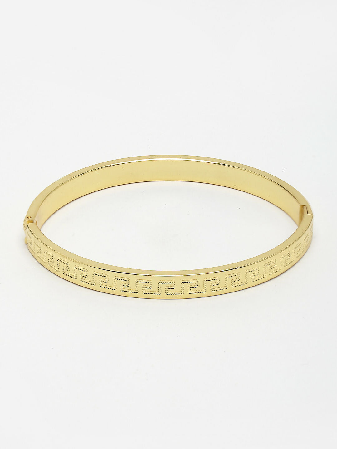 NVR Men's Gold-Polished Stainless Steel Kada Bracelet
