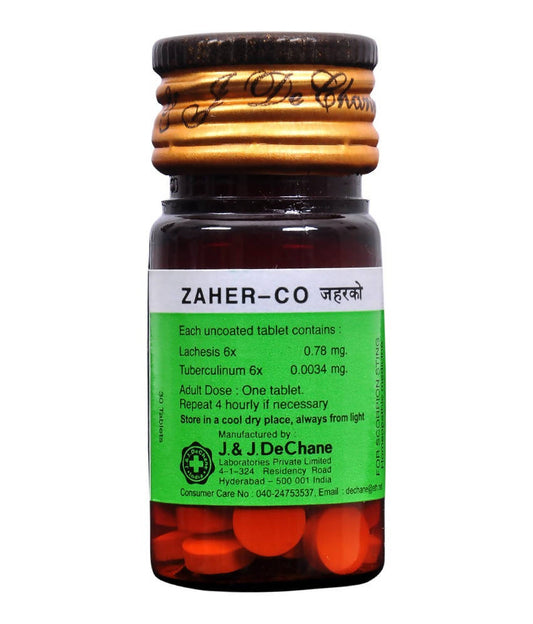 J & J Dechane Homeopathy Zaher-Co Tablets – Homeopathic Liver Detox & Hepatic Wellness Remedy 