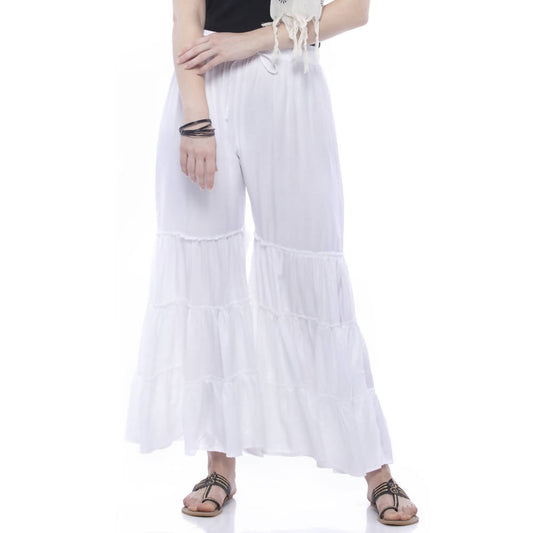 Mominos Fashion Reyon Cotton White Palazzo