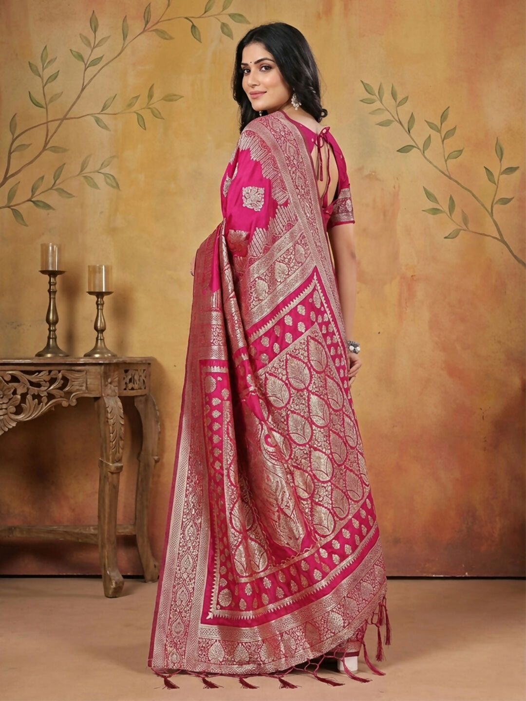 Shree Shyam Fashion Magenta Silk Blend Saree