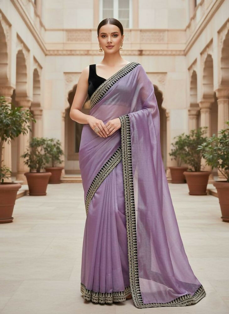 Joban Fashion Wine Soft twill Net Party Wear Sarees