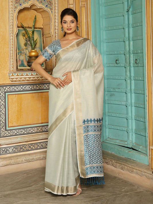 Shree Shyam Fashion Sky Blueline Saree