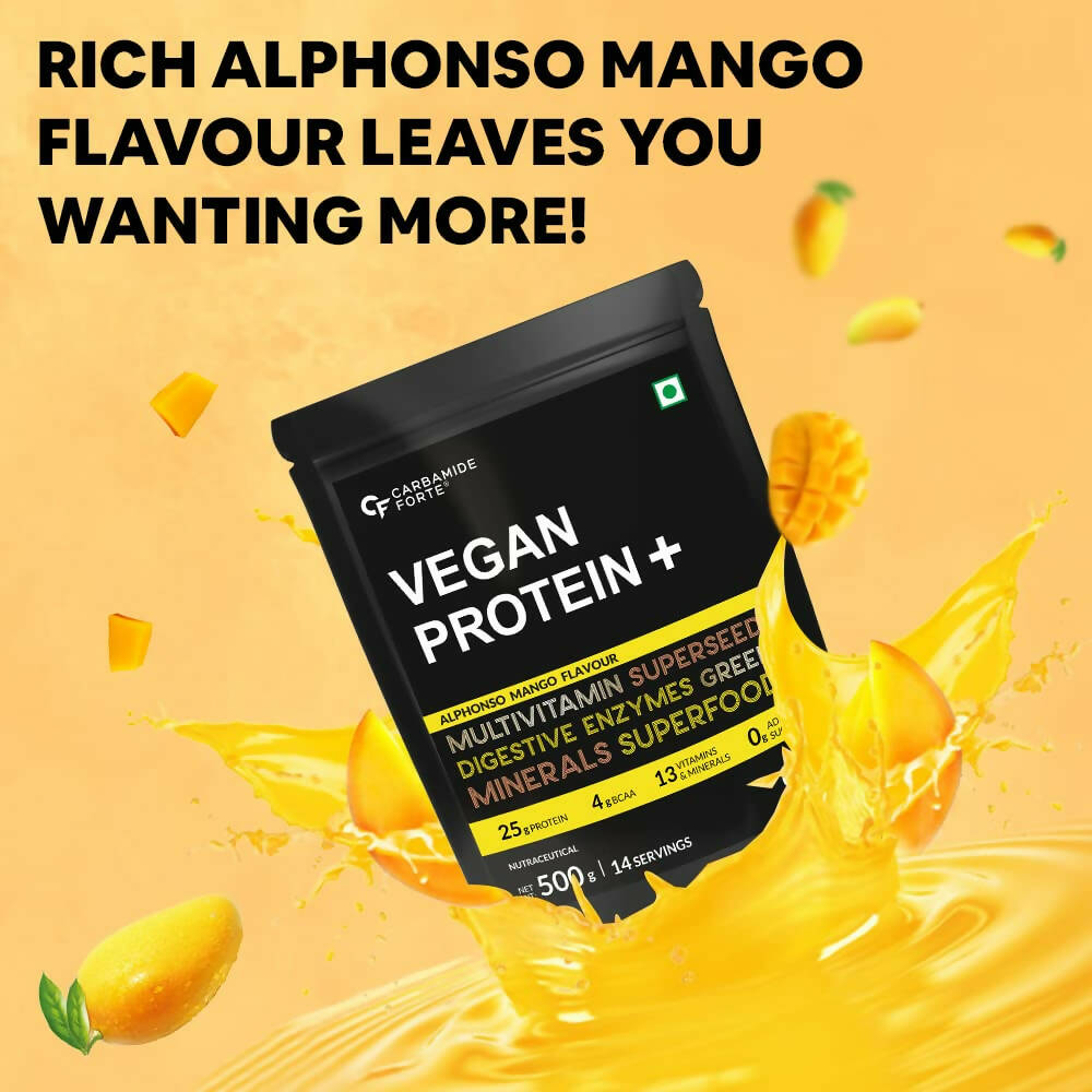 Carbamide Forte Vegan Protein+ Powder - Alphonso Mango Flavour 
