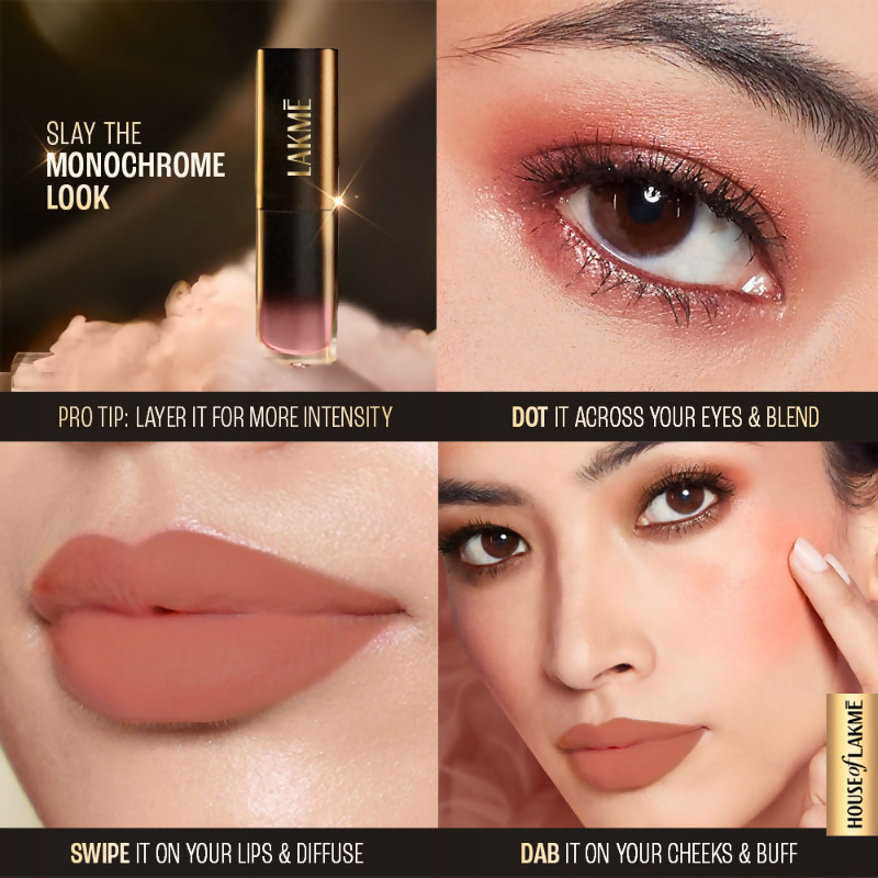 Lakme Xtraordin-Airy One-And-Done Lip, Eye & Cheek Tint - Apricot Crush