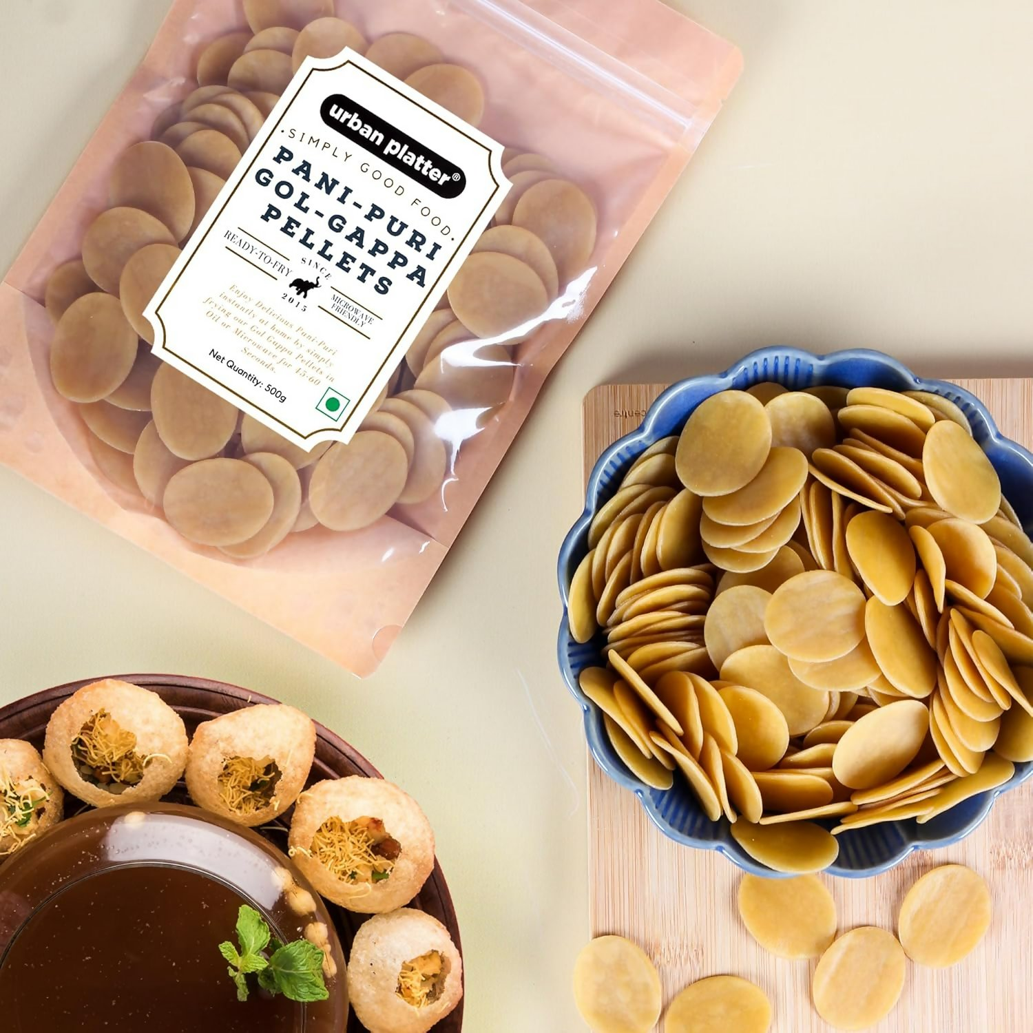 Urban Platter Pani Puri Golgappa Pellets Ready-To-Fry Or Microwave 