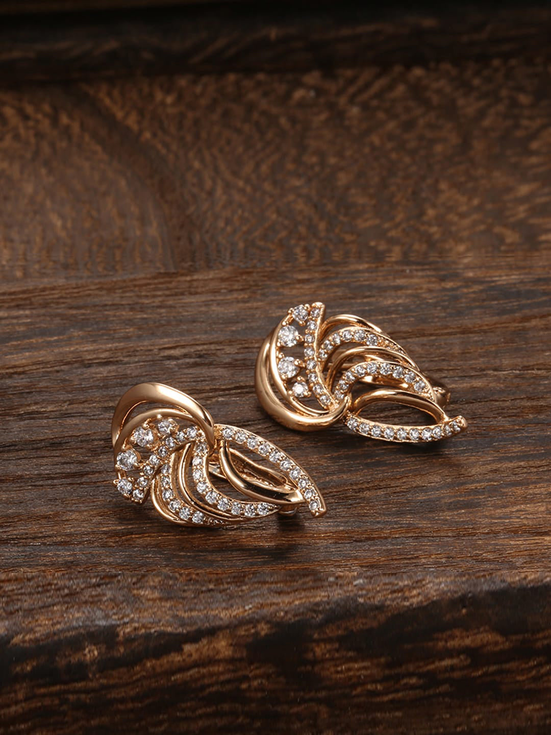 Shining Diva 18k Rose Gold Plated Zircon Earrings - Grab2buy