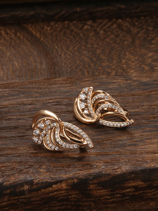 Shining Diva 18k Rose Gold Plated Zircon Earrings - Grab2buy