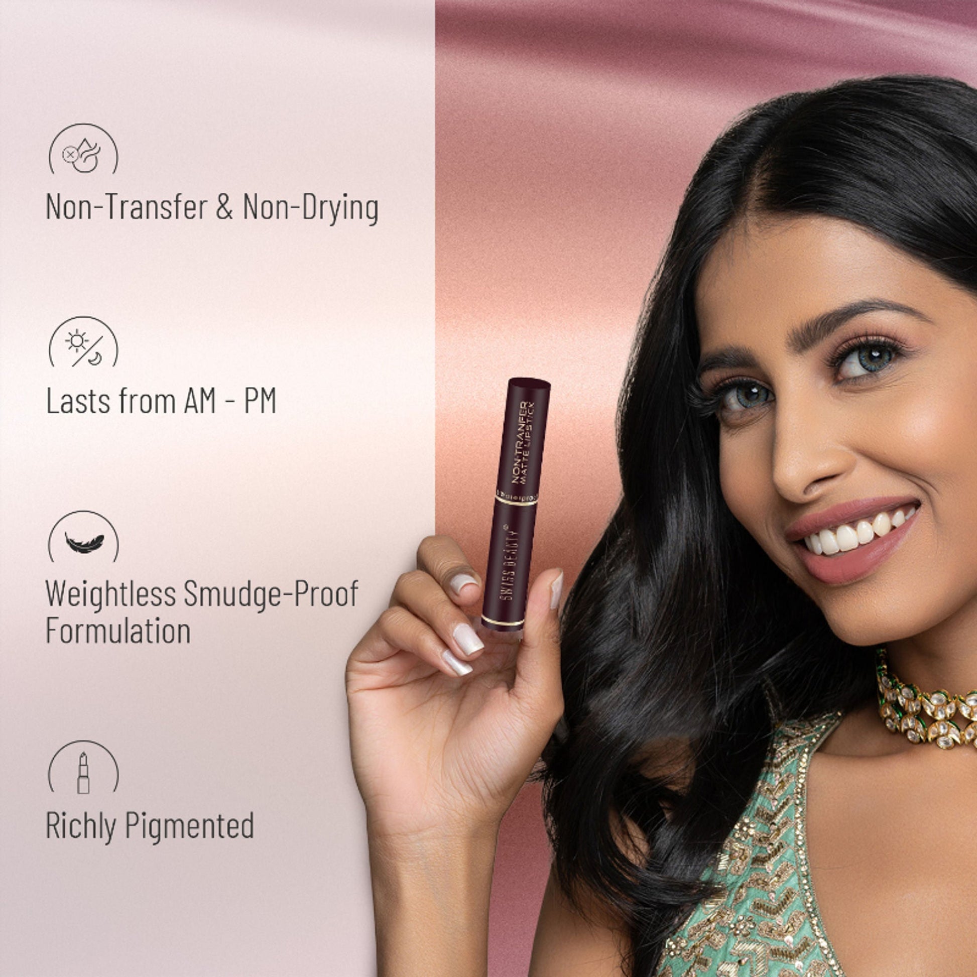 Swiss Beauty Non-Transfer Matte Lipstick - 20 Dynamite Berry