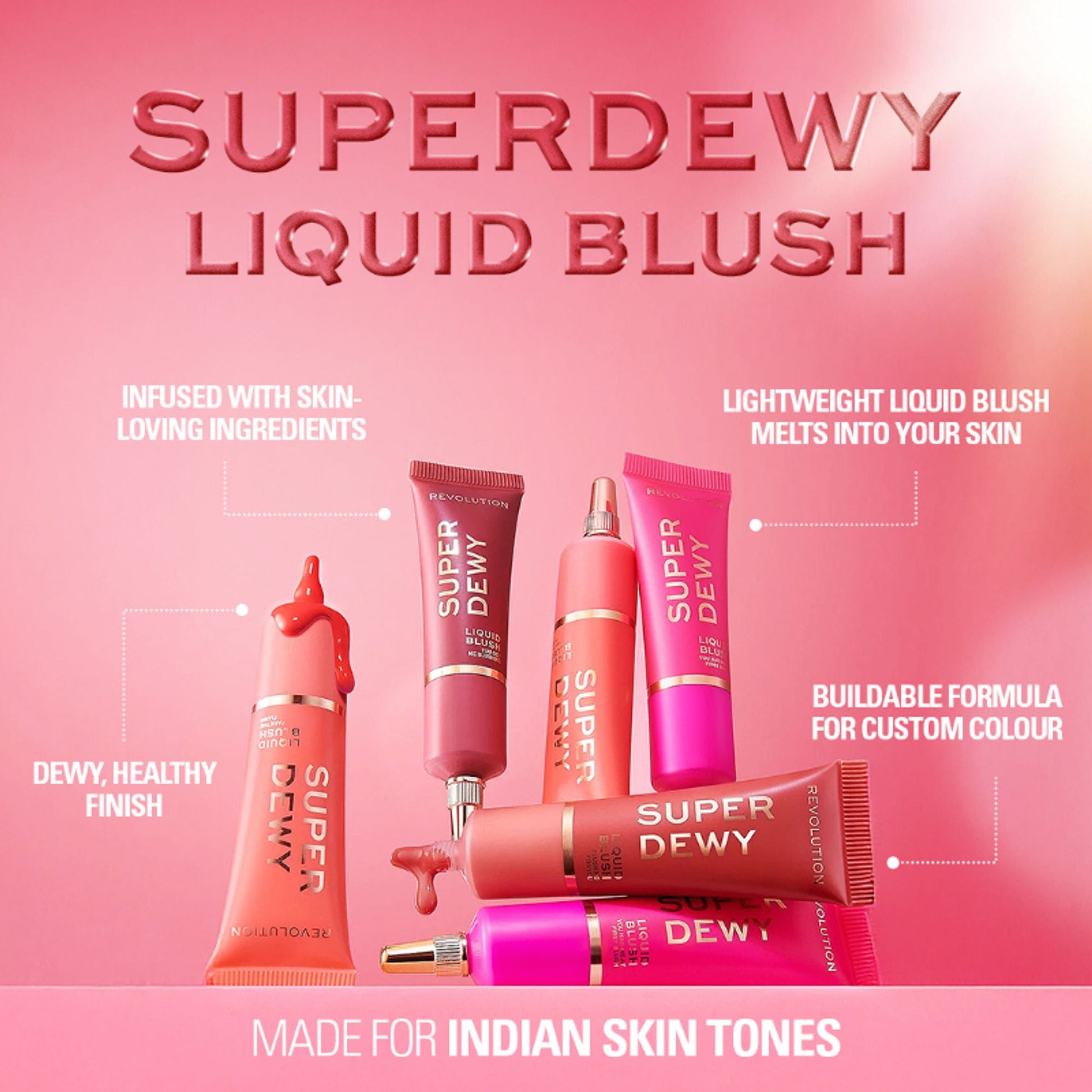 Makeup Revolution Superdewy Liquid Blusher - Ultra Pigmented-Dewy & Radiant Formula You Had Me At First Blush - You Got Me Blushing