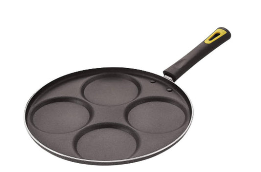 Anjali Diamond Aluminium Dura Big Non Stick Uttappa Tawa (4-Cavities), Black | Grab2Buy