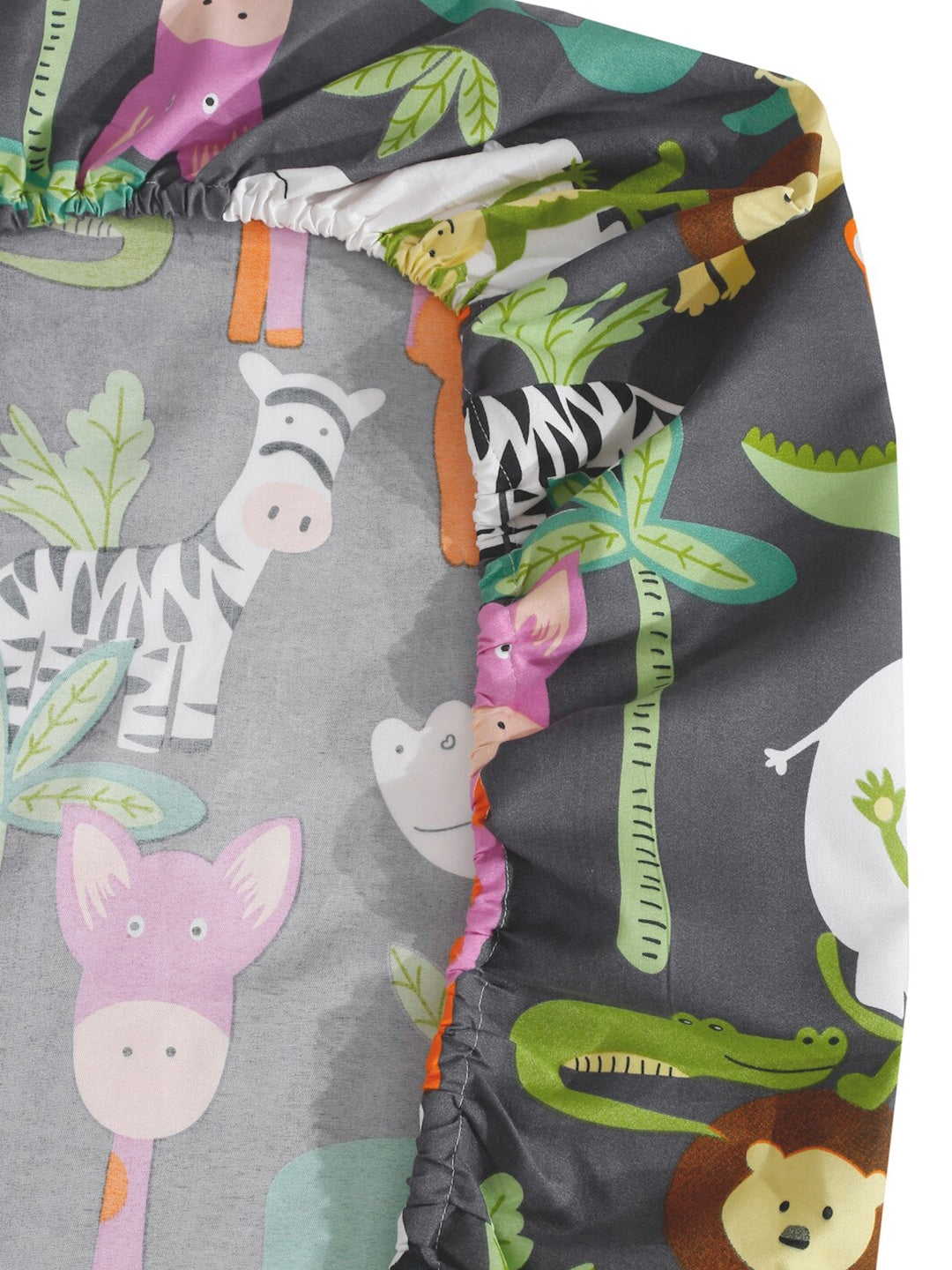 KLOTTHE Grey & Orange Cartoon Character Printed 300 TC King Bedsheet With 2 Pillow covers 