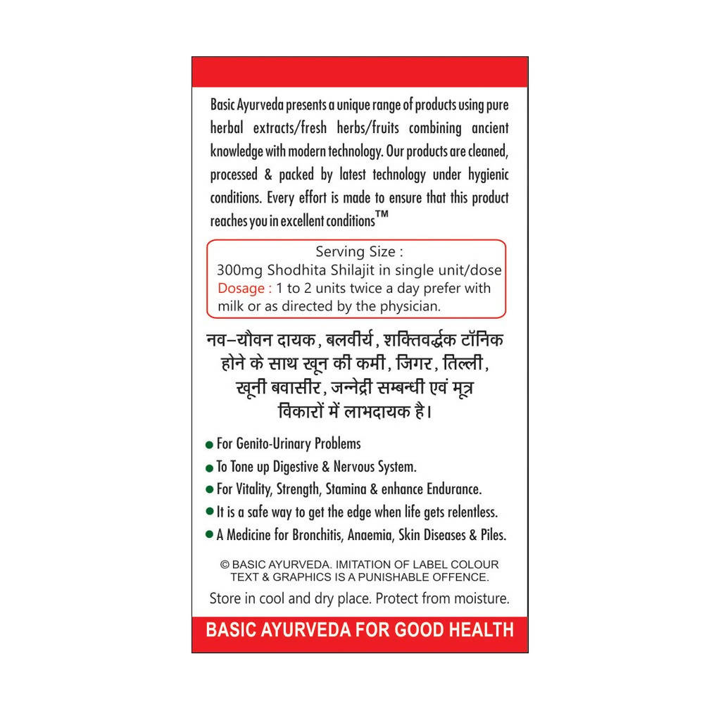 Basic Ayurveda Shodhita Sj Capsules - Limited Time Offer Genie India
