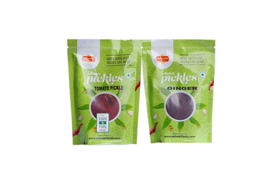 Vellanki Foods Andhra Pickles Combo Pack (250 gm Each) - Ginger Pickle,Tomato Pickle - Grab2buy