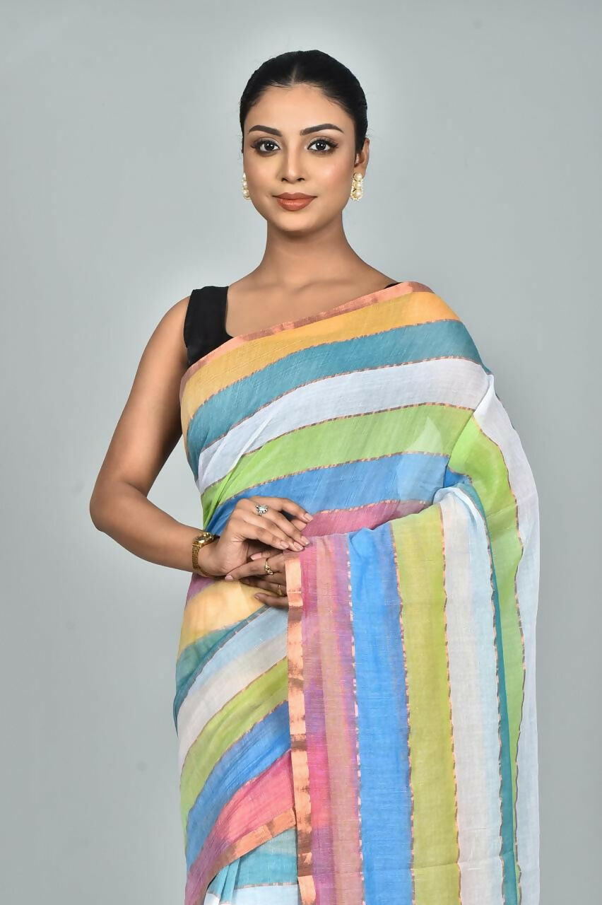 Exclusive Collection Beautiful Multi4 Pure Cotton Woven Handloom Grab2Buy With Running Blouse Piece 
