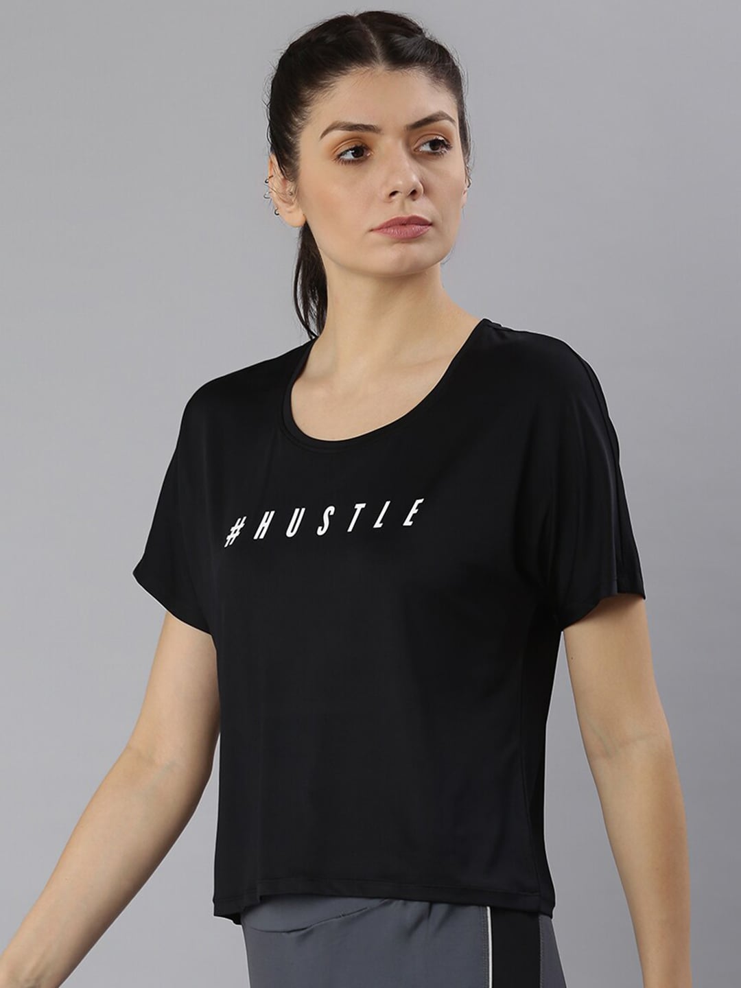 MKH Typography Printed Round Neck Crop Sports T-shirt 