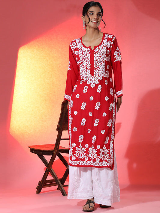 HOUSE OF KARI Women Embroidered Chikankari Cotton Kurta 