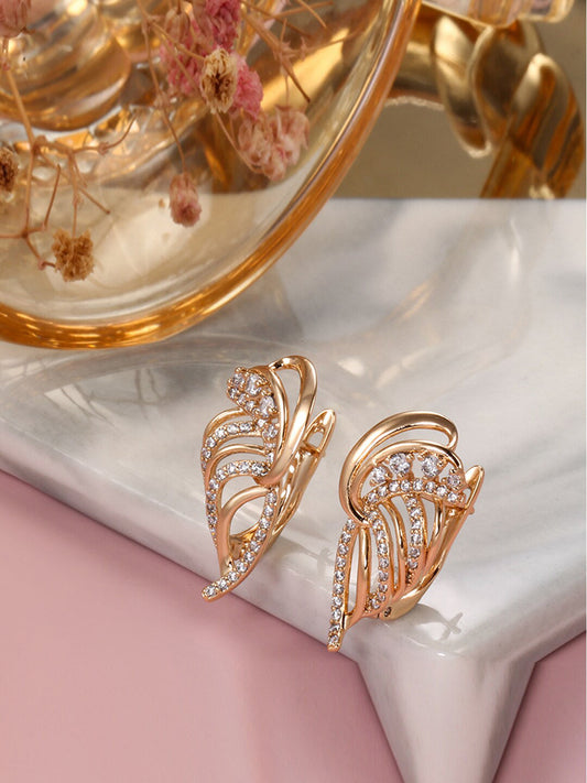 Shining Diva 18k Rose Gold Plated Zircon Earrings - Grab2buy