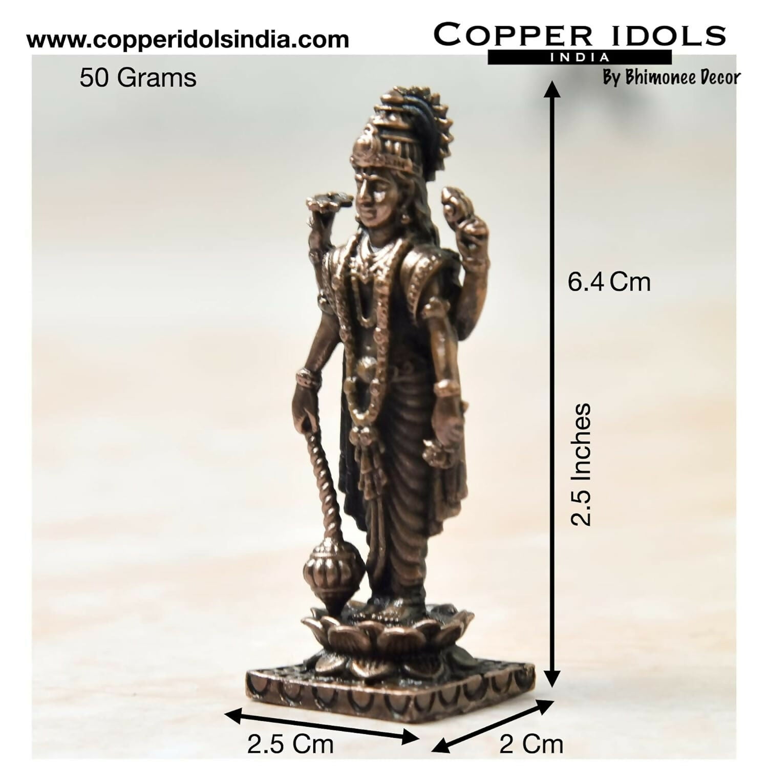 Copper Idols India - By Bhimonee Decor , Copper Vishnu Idol - Grab2buy