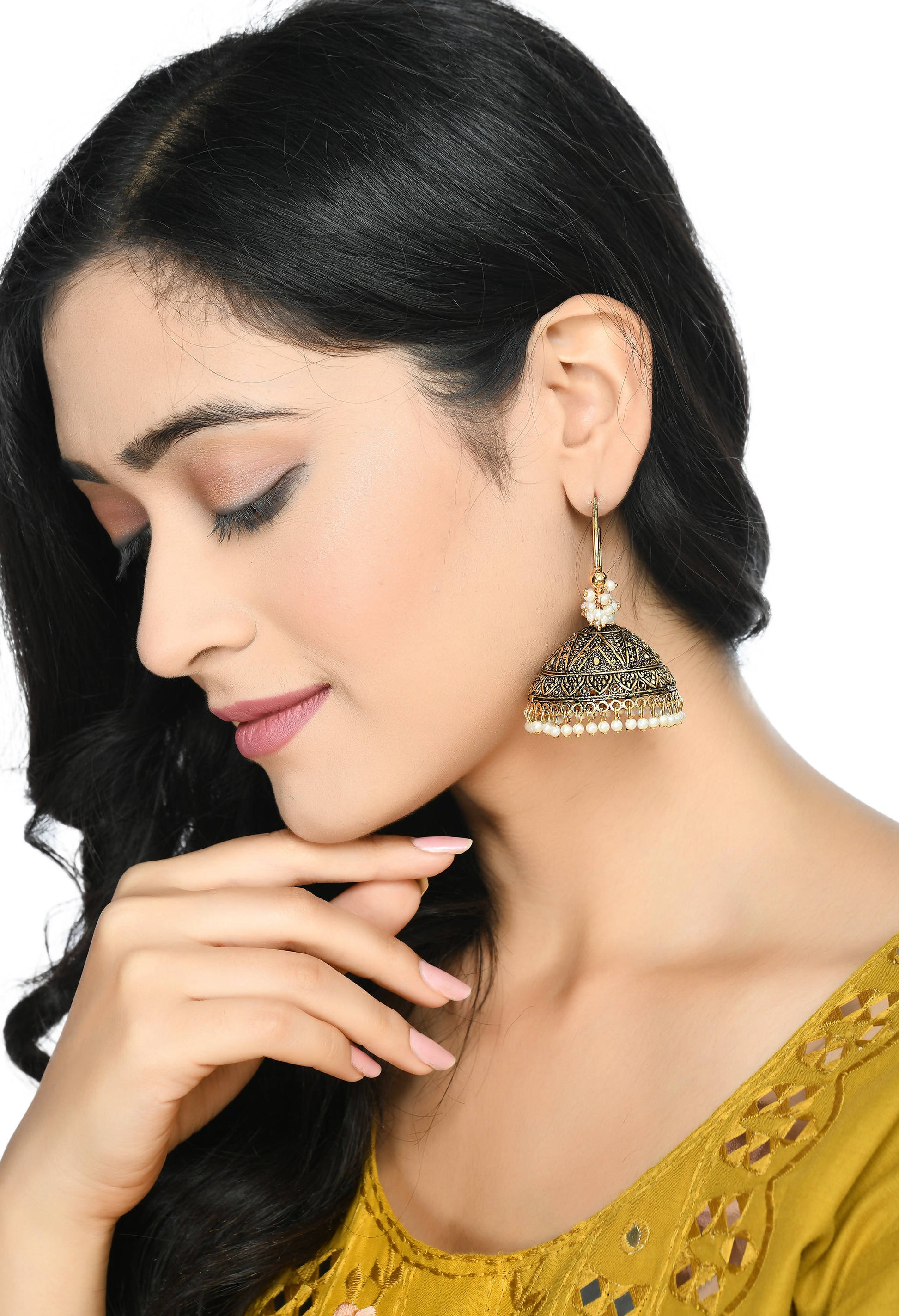 Mominos Fashion Johar Kamal Latest Designer Golden Color Jhumkas - Grab2buy