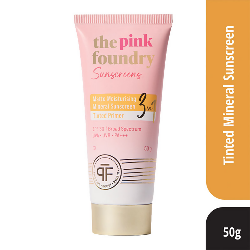 The Pink Foundry Tinted Matte Mineral Moisturising Sunscreen - SPF 30, PA+++ & UVA UVB Protection  Grab2Buy The Pink Foundry Grab2Buy