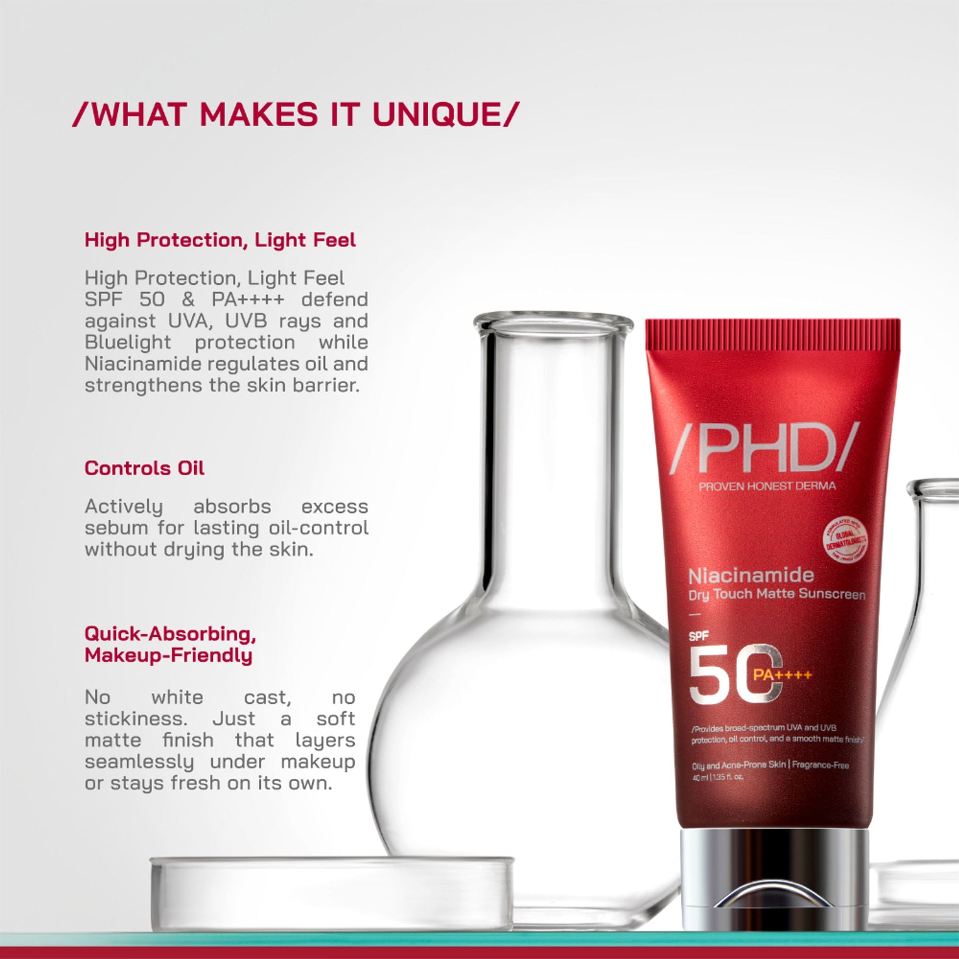 Proven Honest Derma (PHD) Niacinamide Oil-Free Sunscreen SPF 50 PA++++