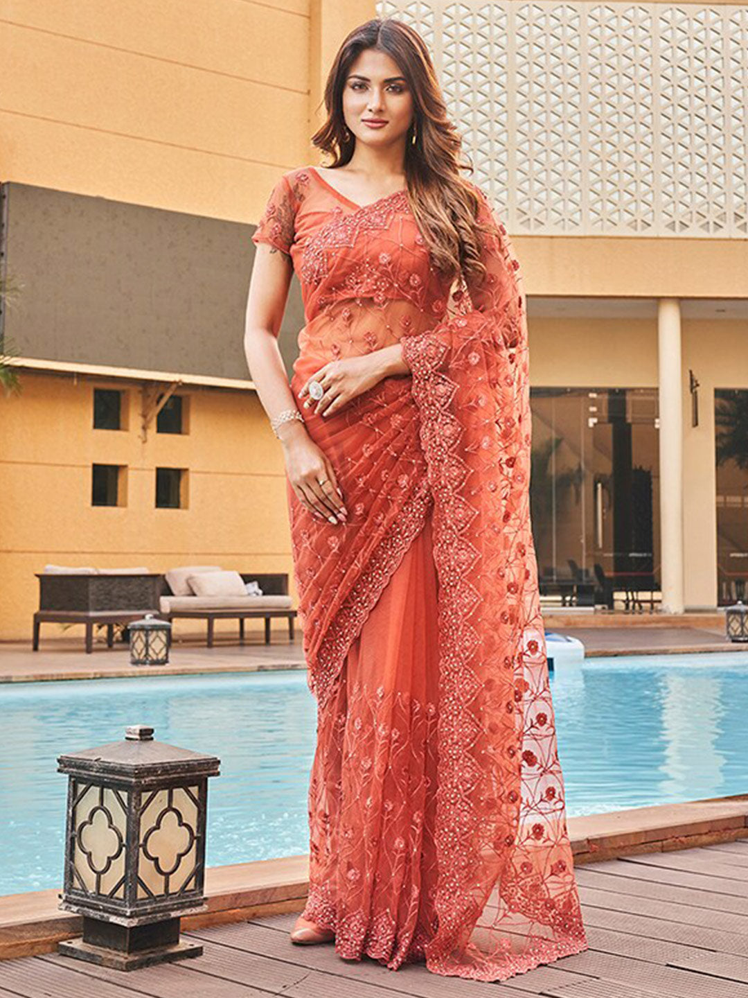 Tikhi Imli Embroidered Net Heavy Work Grab2Buy 
