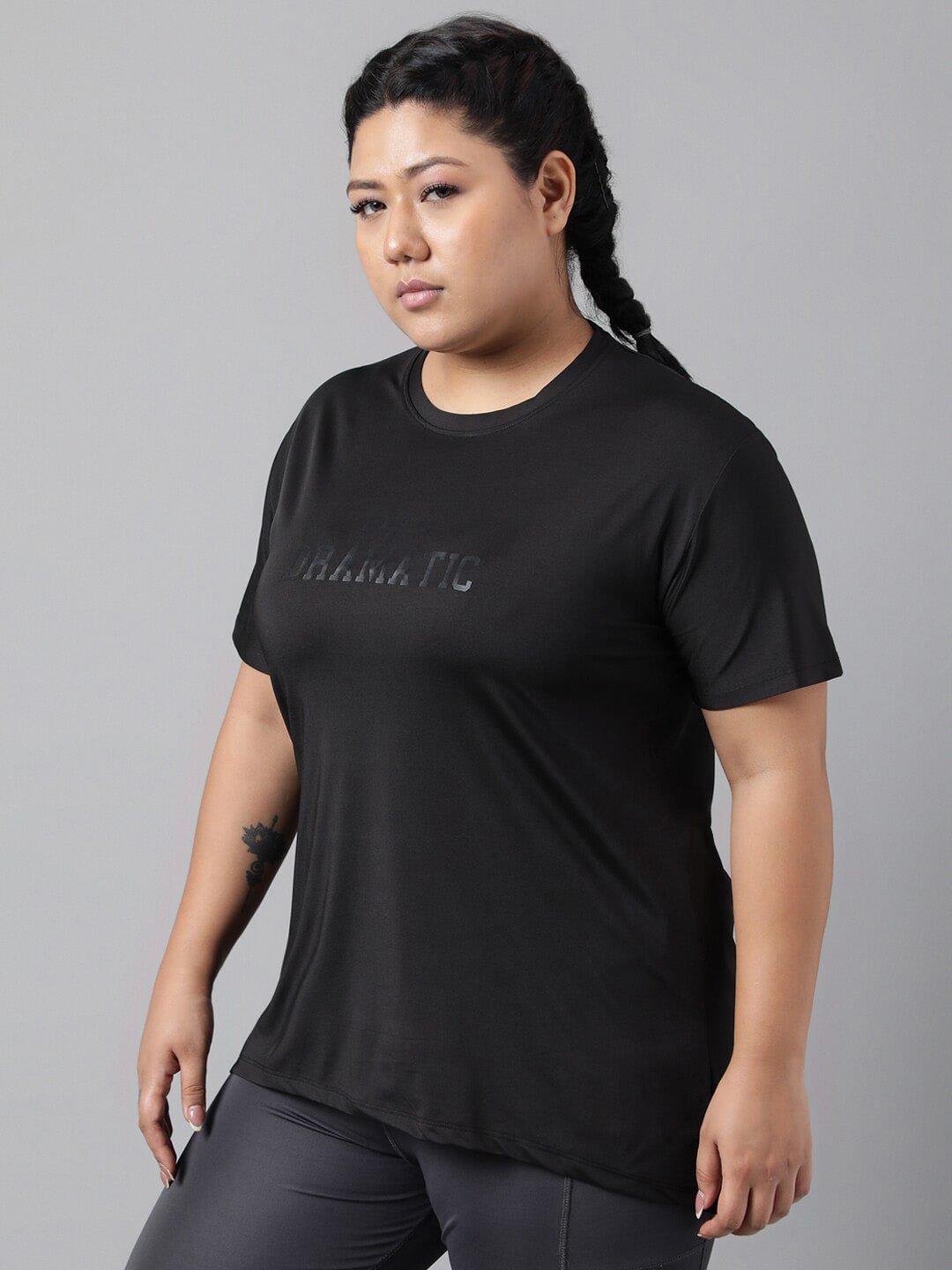 MKH Plus Size Relaxed Fit Typography Printed Dri-Fit Sports T-shirt 