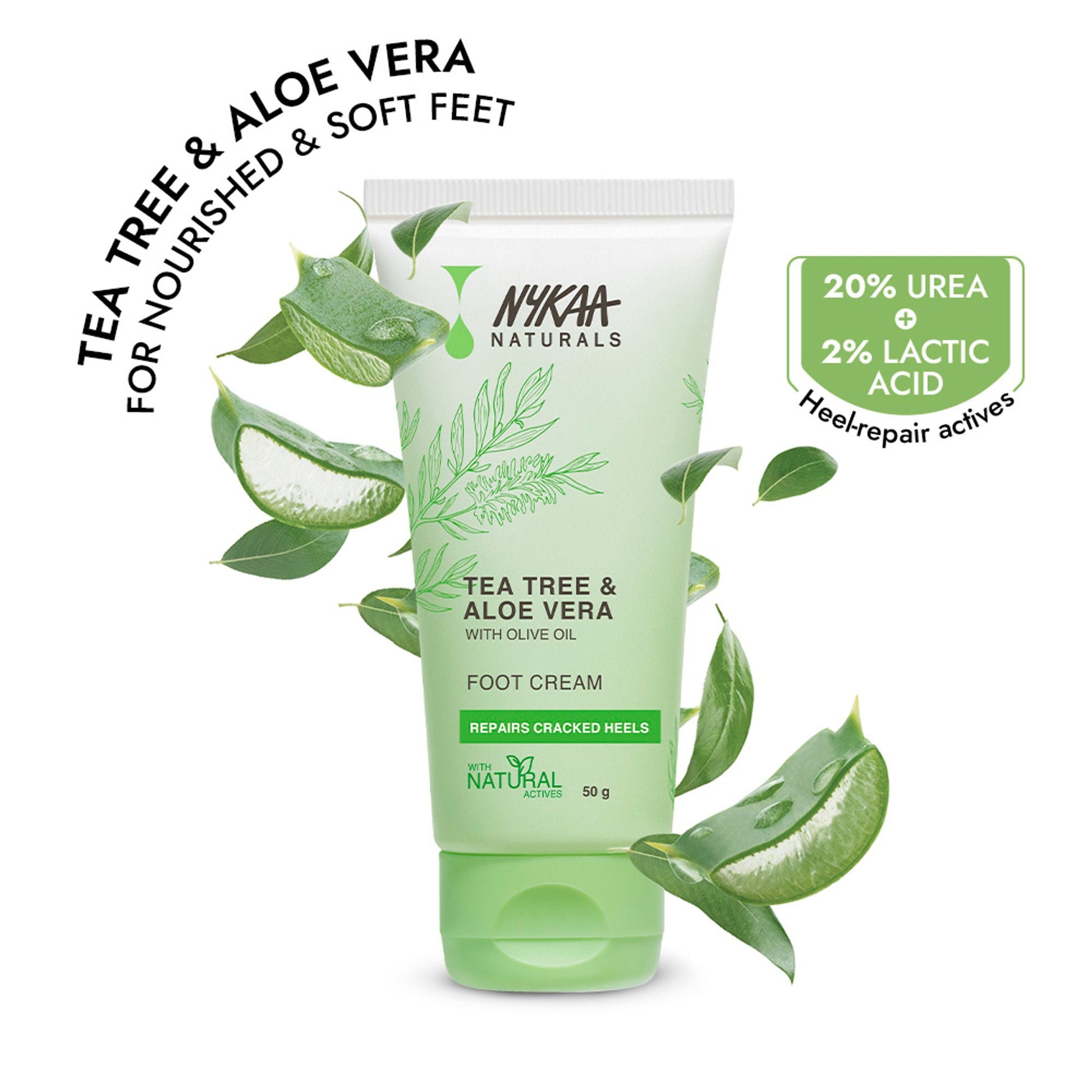 Nykaa Skin Happy Heels 20%Urea, 2%Lactic Acid Foot Cream-Dry & Cracked Feet - Tea Tree & Aloe Vera