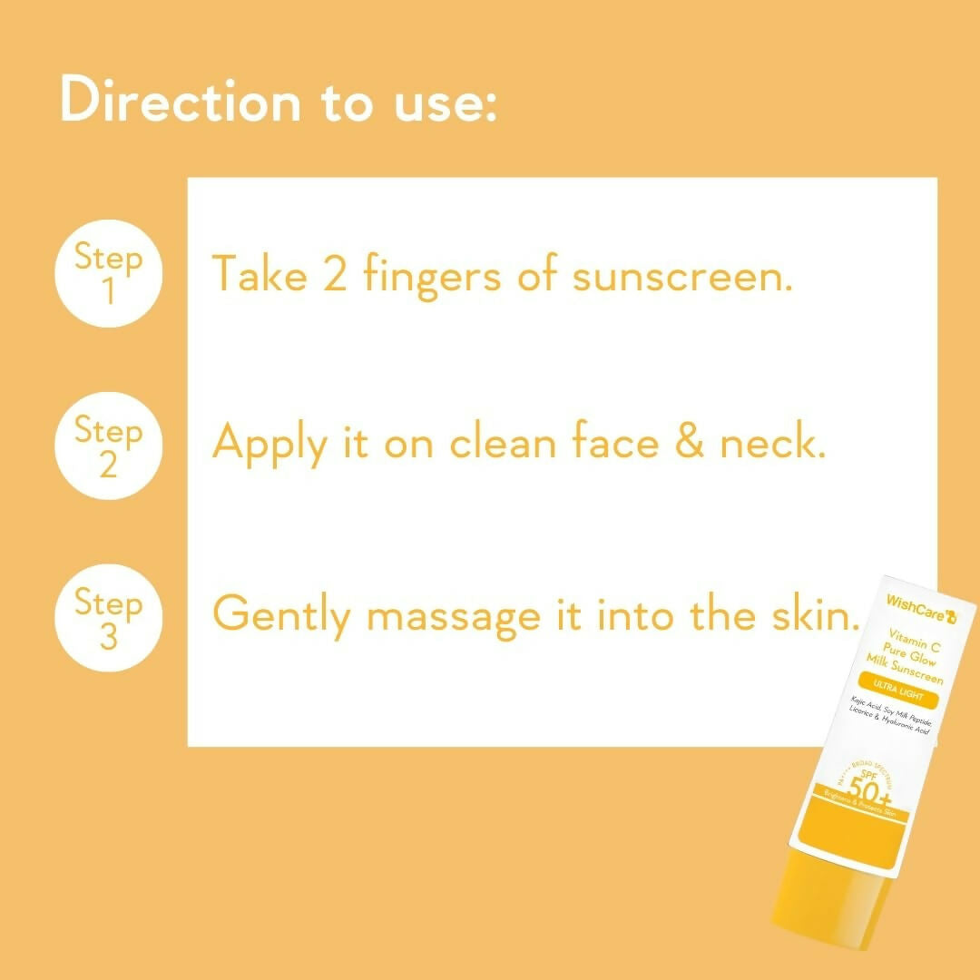 Wishcare Vitamin C Pure Glow Milk Sunscreen SPF 50  Grab2Buy Wishcare Grab2Buy