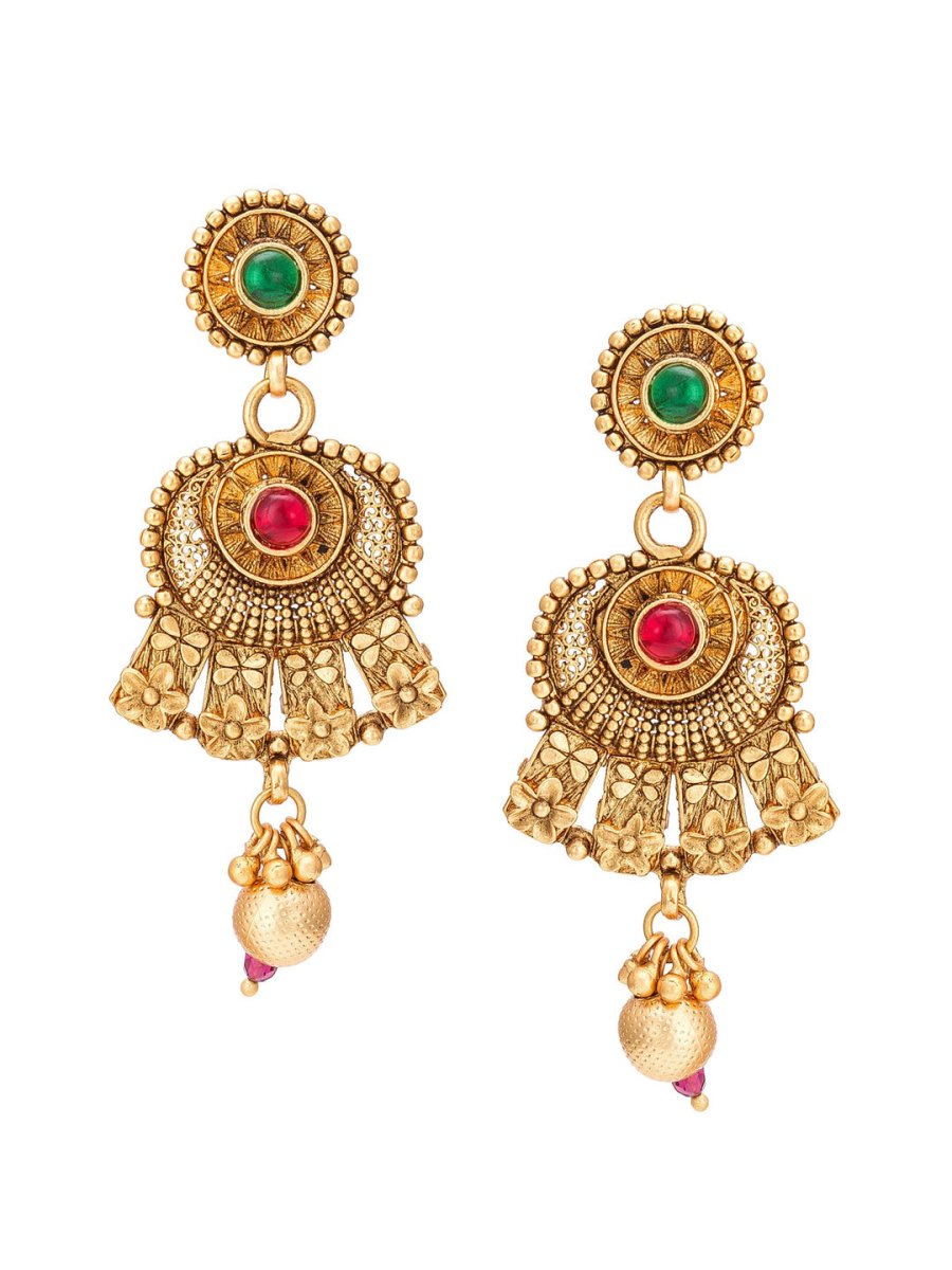 Aadita Gold-Plated & Red e Studded Jewellery Set - Grab2buy