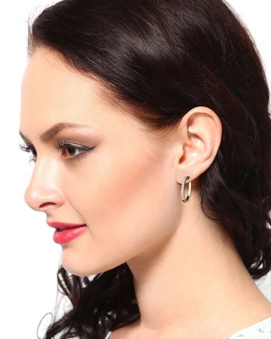 Gold-Polished With Cz Floral Bold Stud Earring - Wahe Jewels Noz2Toz