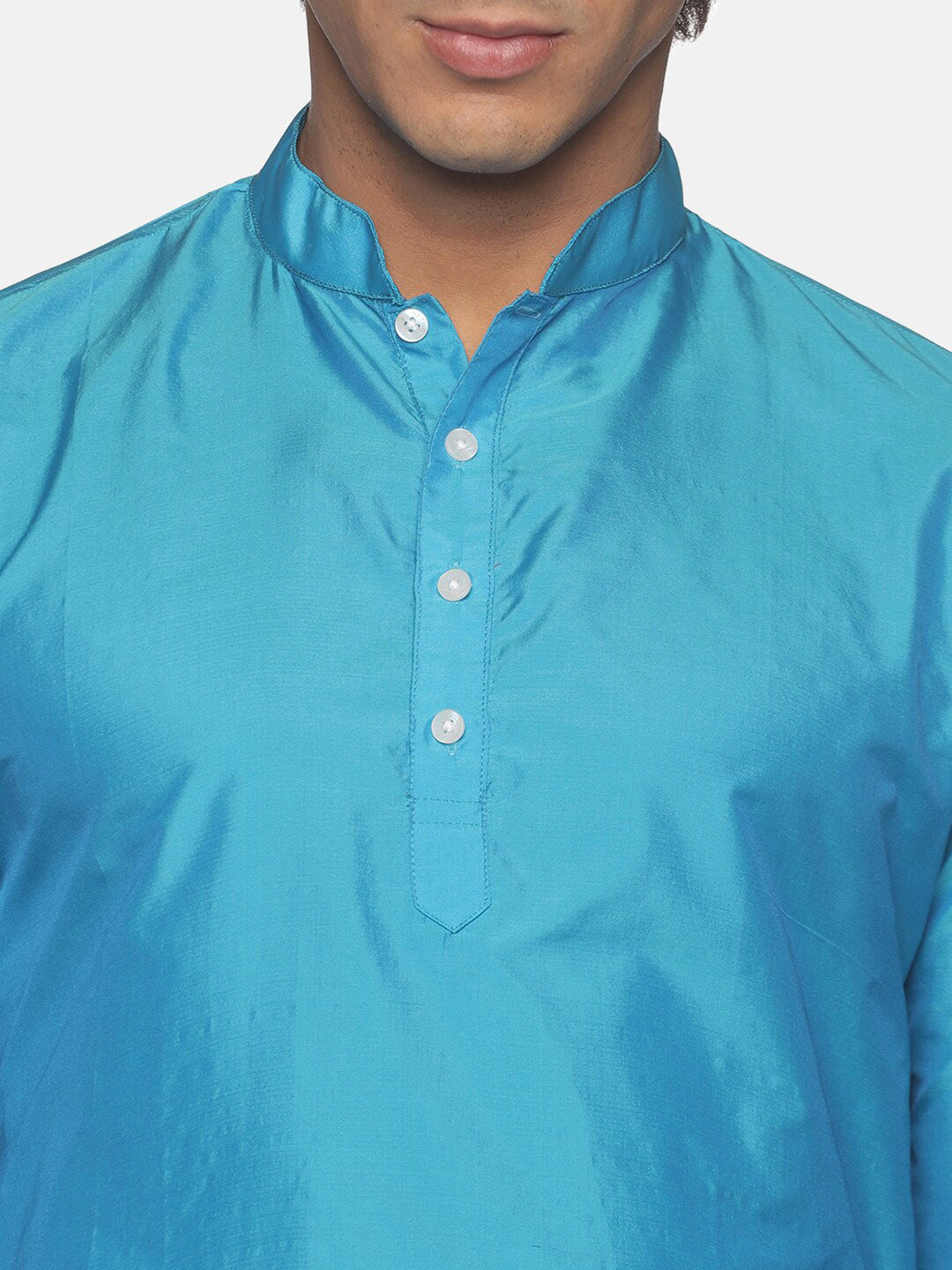Sethukrishna Men Turquoise Blue Kurta with Pyjamas