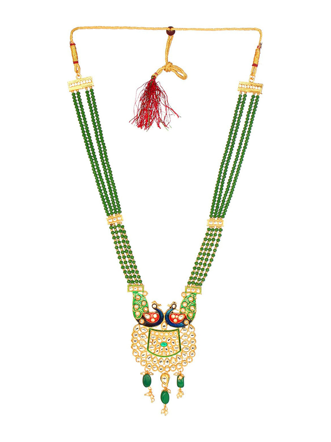 Cardinal Gold-Plated Green Studded Jewellery Set - Grab2buy