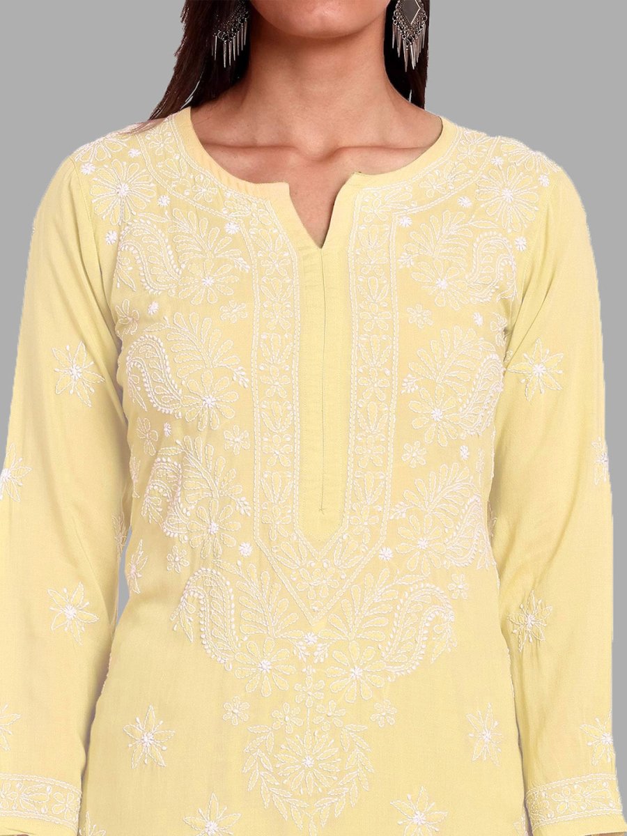 ADA Ethnic Motifs Embroidered Regular Chikankari Kurta with Palazzos 