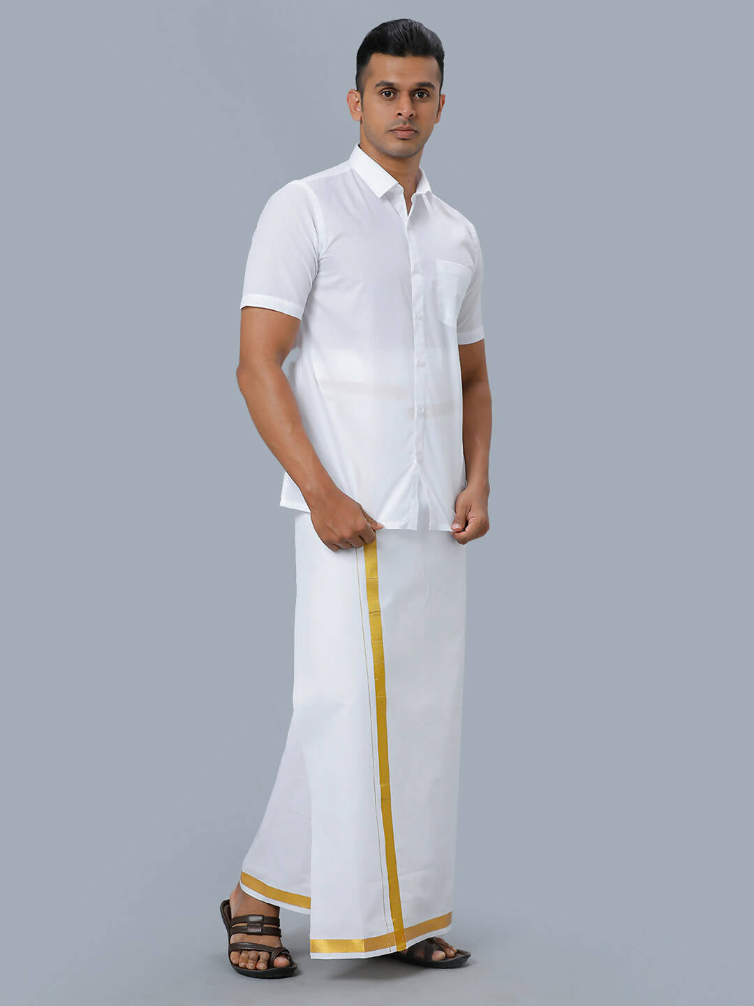 Ramraj Cotton Mens Half Sleeve Formal 100 % Cotton White Shirt 