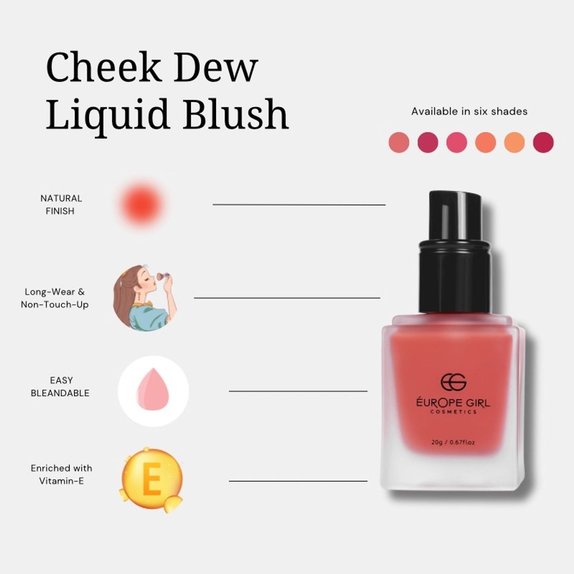 Europe Girl Cheek Dew Liquid Blush - EG-04 Coral