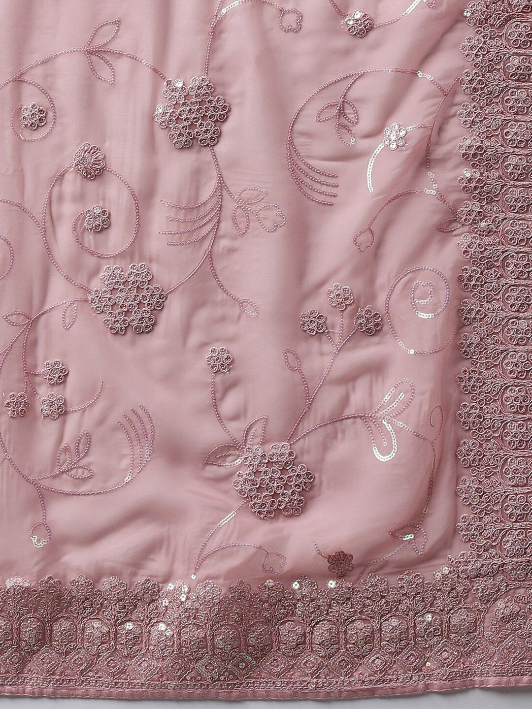 kasee Floral Embroidered Sequinned Organza Saree
