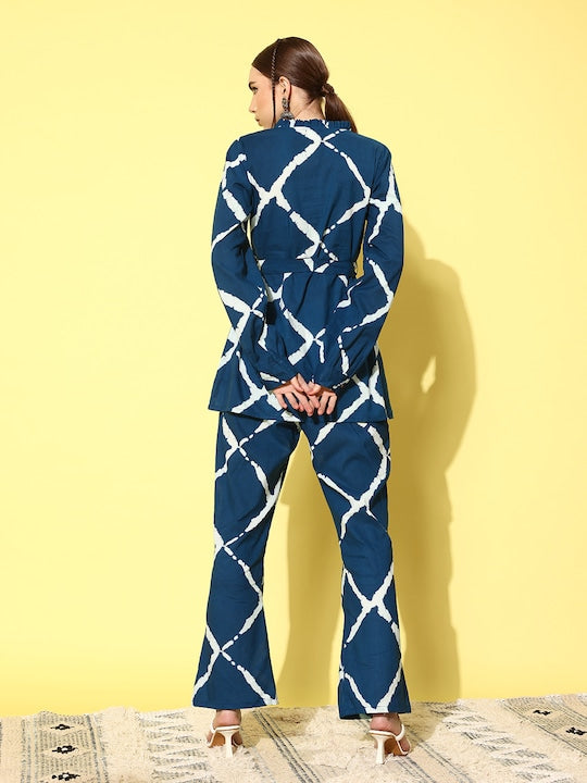 InWeave Women's Indigo Criss Cross Belted Coord Set 